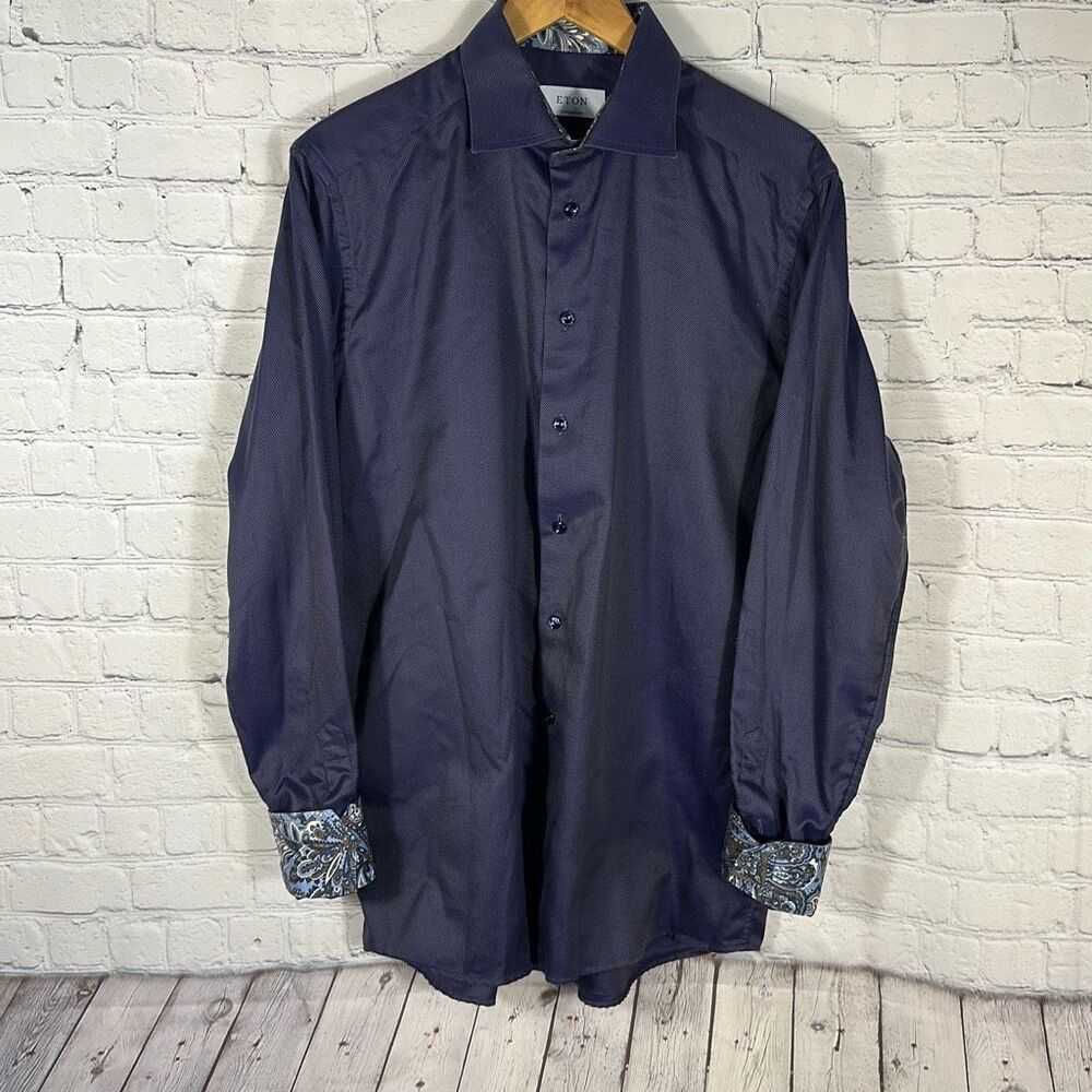 ETON Shirt Mens Contemporary Button‎ Up Long Sleeve Cotton 41 16 Sweden